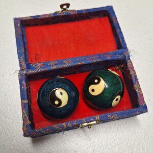 Yin Yang Baoding Balls In Decorative Box For Stress Relief & Hand Therapy - 2" D